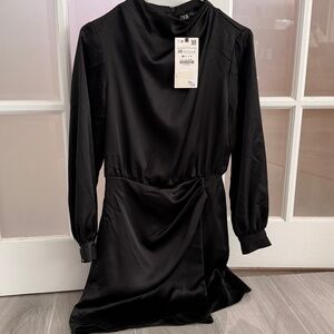 Brand new black satin elegant Zara mini dress
